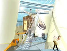 Foyer des OZEANEUMs (Entwurf: Behnisch, Behnisch & Partner)