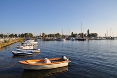 Blick auf den Hafen von Jastarnia